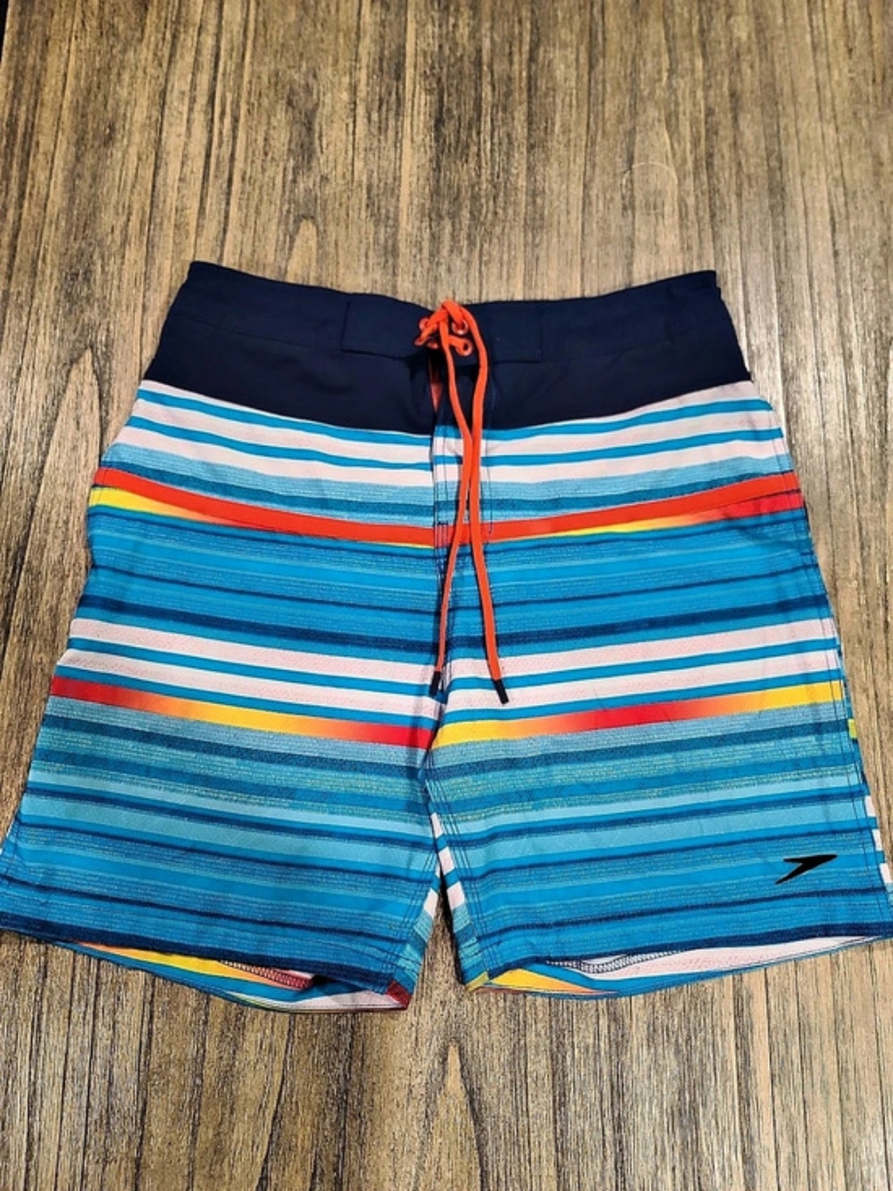 Speedo Striped Swim Trunks in Blue & Orange Size Medium Like New